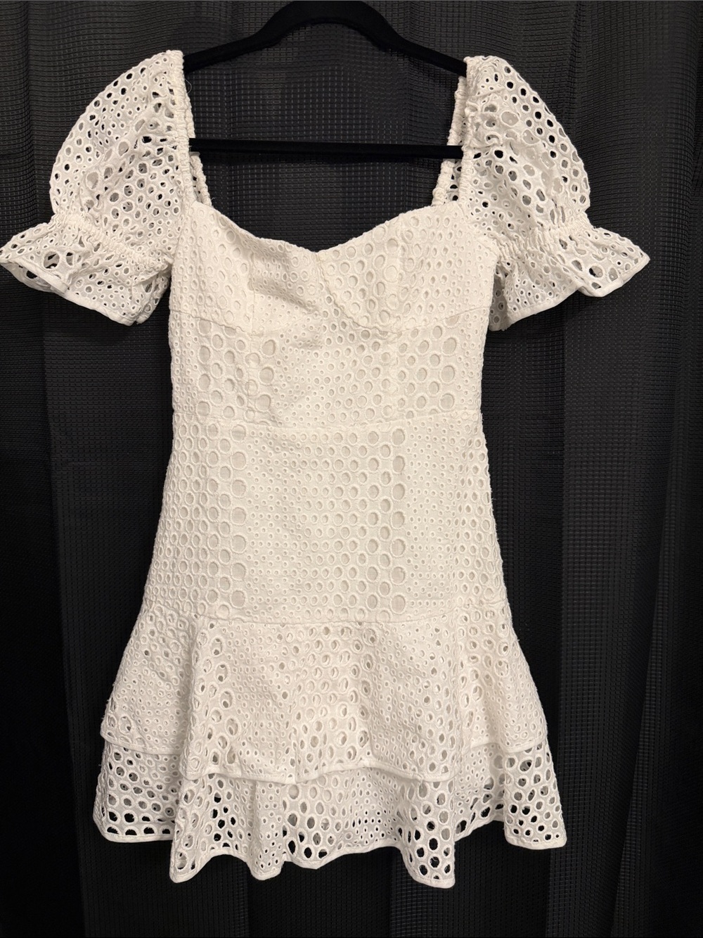 O.P.T. White Eyelet Puff-Sleeve Mini Dress Coquette Dress Sz Small NWT